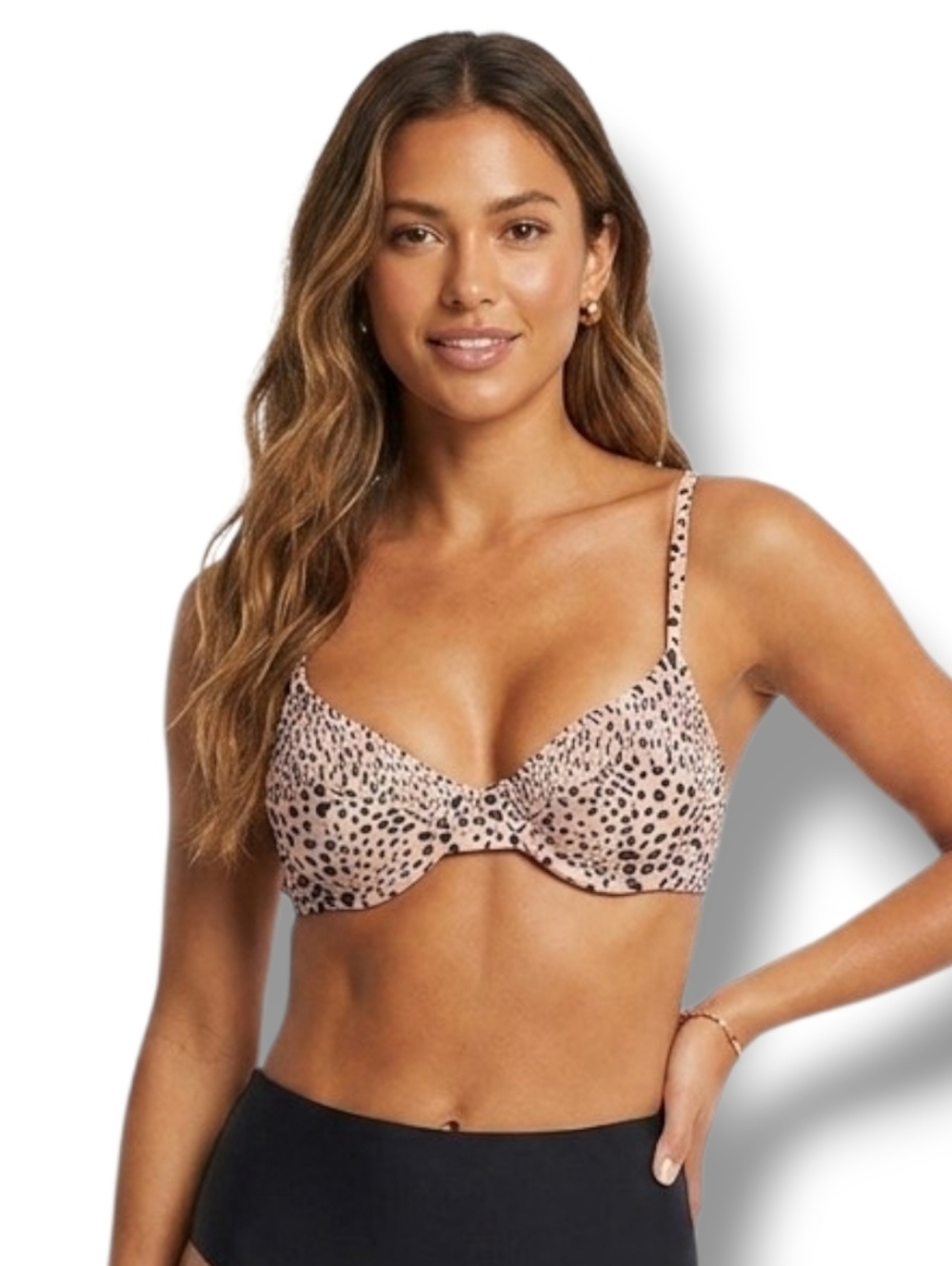 Xhilaration Juniors Animal Print Smocked Underwire Bikini Top – Size XS, New